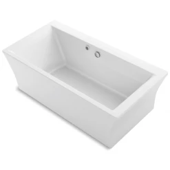 Kohler Stargaze 72" x 36" Freestanding Bath with Bask Heated Surface, Fluted Shroud and Center Drain