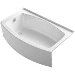 Kohler Expanse Bath Tub 60" x 30" - 36" Acrylic Soaking for Three Wall Alcove Installations with Integral Curved Apron and Left Drain