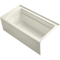 Kohler Archer 60" Three Wall Alcove Acrylic Air Tub with Right Drain and Overflow - Comfort Depth Design and Bask Heated Surface Technology