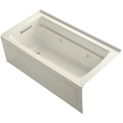 Kohler Archer Collection 60" Three Wall Alcove Jetted Whirlpool Bath Tub with Left Side Drain