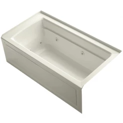 Kohler Archer Collection 60" Three Wall Alcove Jetted Whirlpool Bath Tub with Right Side Drain