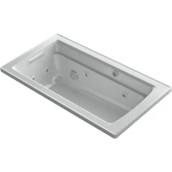 Kohler Archer 60" Drop In Acrylic Air/Whirlpool Tub with Reversible Drain and Overflow - Comfort Depth Design