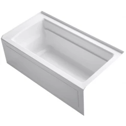 Kohler Archer Collection 60" Three Wall Alcove Soaker Bath Tub with Armrests, Lumbar Support and Right Drain