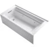 Kohler Archer 72" Three Wall Alcove Whirlpool Bath Tub with Bask Heated Surface- Left Drain