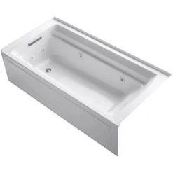 Kohler Archer 72" Three Wall Alcove Whirlpool Bath Tub with Bask Heated Surface- Left Drain
