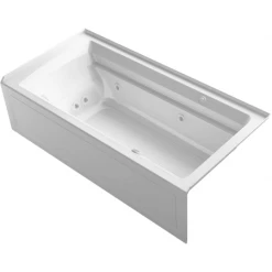 Kohler Archer 72" Three Wall Alcove Acrylic Air/Whirlpool Tub with Right Drain, Arm Rests, and Overflow - Comfort Depth Design