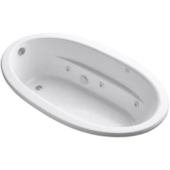 Kohler Sunward Collection 72" Undermount or Drop In Jetted Whirlpool Bath Tub with Reversible Drain