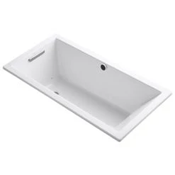 Kohler Underscore Rectangle 60" Drop In Acrylic Air Tub with Reversible Drain and Overflow