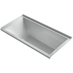 Kohler Underscore Rectangle 60" Three Wall Alcove Acrylic Air Tub with Right Drain and Overflow