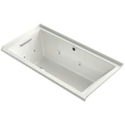 Kohler Underscore Rectangle 60" Three Wall Alcove Acrylic Air / Whirlpool Tub with Left Drain and Overflow