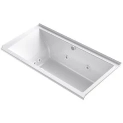 Kohler Underscore Rectangle 60" Three Wall Alcove Acrylic Air / Whirlpool Tub with Right Drain and Overflow