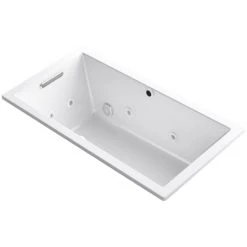 Kohler Underscore Rectangle 60" Drop In Acrylic Air / Whirlpool Tub with Reversible Drain and Overflow