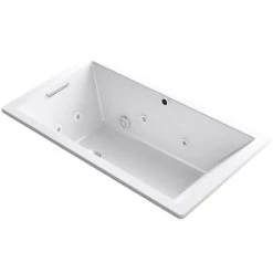 Kohler Underscore Rectangle 66" Drop In Acrylic Air / Whirlpool Tub with Reversible Drain and Overflow