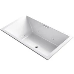 Kohler Underscore Rectangle 72" Drop In Acrylic Air / Whirlpool Tub with Center Drain and Overflow