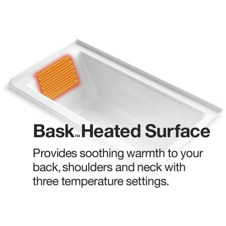 Kohler Mariposa 66" Drop In Soaking Bath Tub with Bask Heating and Right Drain - Image 5