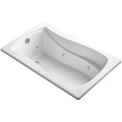 Kohler Mariposa Collection 60" Three Wall Alcove Jetted Whirlpool Bath Tub with Reversible Drain