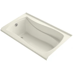 Kohler Mariposa 60" Alcove Soaking Bath Tub with Bask Heating and Left Drain