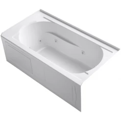 Kohler Devonshire Collection 60" Three Wall Alcove Jetted Whirlpool Bath Tub with Right Side Drain