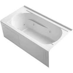 Kohler Devonshire Collection 60" Three Wall Alcove Jetted Whirlpool Bath Tub with Right Side Drain