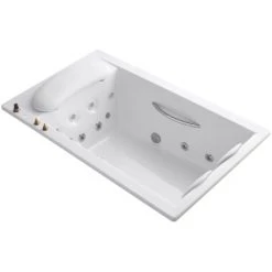 Kohler RiverBath Collection 75" Drop In Jetted Whirlpool Bath Tub with Center Drain