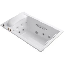 Kohler RiverBath Collection 75" Drop In Jetted Whirlpool Bath Tub with Center Drain