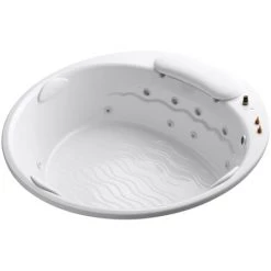 Kohler Riverbath 75" Drop In Jetted Whirlpool Bath Tub with Heater and Reversible Drain - Less Jet Trim Kit