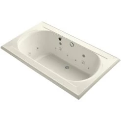 Kohler Memoirs Collection 72" Drop In Jetted Whirlpool Bath Tub with Center Drain