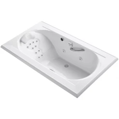 Kohler Memoirs Collection 72" Drop In Jetted Whirlpool Bath Tub with Center Drain