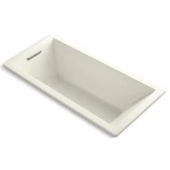 Kohler Underscore 66" x 32" Drop In Soaking Bath Tub with Reversible Drain, Molded Lumbar Support, and Slotted Overflow
