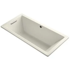 Kohler Underscore Rectangle 66" Drop In Acrylic Air Tub with Reversible Drain and Overflow