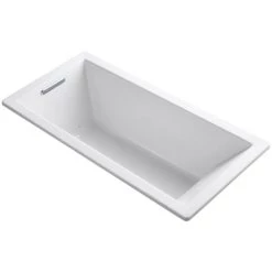Kohler Underscore Rectangle 66" Drop In Acrylic Air Tub with Reversible Drain and Overflow