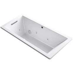 Kohler Underscore Rectangle 66" Drop In Acrylic Air / Whirlpool Tub with Reversible Drain and Overflow