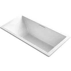 Kohler Underscore 72" Soaking Tub with Center Drain, Bask Heating, and VibrAcoustic Technology