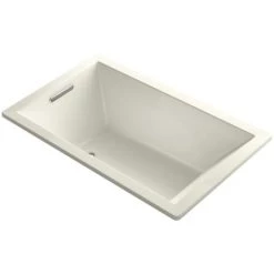 Kohler Underscore Rectangle 60" Drop In Acrylic Air Tub with Reversible Drain and Overflow