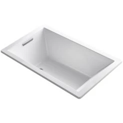 Kohler Underscore Rectangle 60" Drop In Acrylic Air Tub with Reversible Drain and Overflow