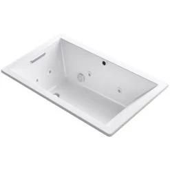 Kohler Underscore Rectangle 60" Drop In Acrylic Air / Whirlpool Tub with Reversible Drain and Overflow