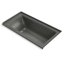 Kohler Archer 60" Three Wall Alcove Soaking Tub with Right Drain and Bask Heated Surface