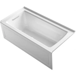 Kohler Archer 60" Three Wall Alcove Acrylic Air Tub with Left Drain, Overflow, and Integral Apron - Comfort Depth Design