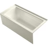 Kohler Archer 60" Three Wall Alcove Acrylic Air Tub with Right Drain, Overflow, and Integral Apron - Comfort Depth Design and Bask Heated Surface Technology