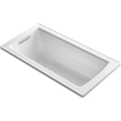 Kohler Archer 60" Drop In Acrylic Air Tub with Reversible Drain and Overflow - Bask Heated Surface and Comfort Depth Technology
