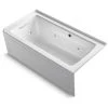 Kohler Archer 60" Alcove Whirlpool Bath Tub with Left Drain and Bask