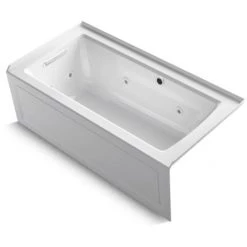 Kohler Archer 60" Alcove Whirlpool Bath Tub with Left Drain and Bask