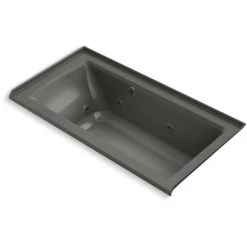 Kohler Archer 60" Drop In Whirlpool Tub with Right Drain and Bask