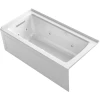 Kohler Archer 60" Three Wall Alcove Acrylic Air/Whirlpool Tub with Left Drain, Overflow, and Integral Apron - Comfort Depth Design