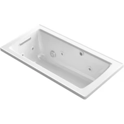 Kohler Archer 60" Drop In Acrylic Air/Whirlpool Tub with Reversible Drain and Overflow - Comfort Depth Design