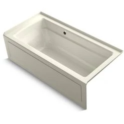 Kohler Archer 66" Three Wall Alcove Soaking Tub with Right Drain and Bask