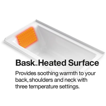 Kohler Archer 66" Three Wall Alcove Soaking Tub with Right Drain and Bask - Image 3