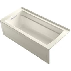 Kohler Archer 66" Three Wall Alcove Acrylic Air Tub with Left Drain and Overflow - Comfort Depth Design