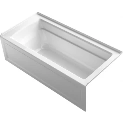 Kohler Archer 66" Three Wall Alcove Acrylic Air Tub with Right Drain and Overflow - Comfort Depth Design and Bask Heated Surface Technology