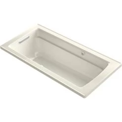 Kohler Archer 66" Drop In Acrylic Air Tub with Reversible Drain and Overflow - Comfort Depth Design and Bask Heated Surface Technology